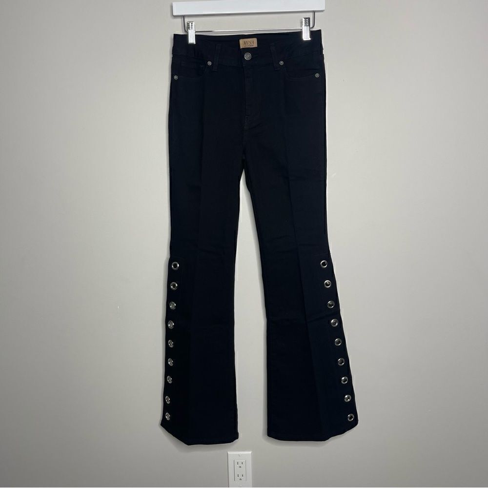 Misa Los Angeles Black Flare leg Jeans denim w Grommets size 24 - Picture 6 of 8